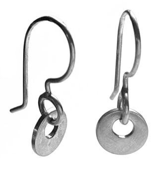 OLGA $90-sterling silver earrings with lightly brushed surface (1/4" long not including ear wire)